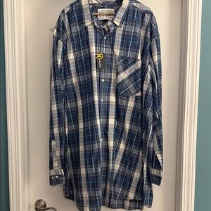 Nautica Navy and White Plaid Casual Shirt